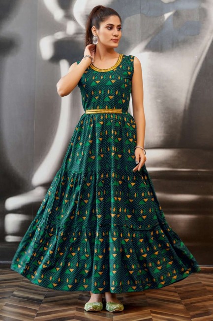 Green Rayon Gown
