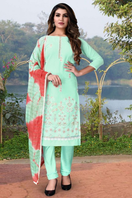 Salwar Kameez in Sea green Georgette with Embroidered