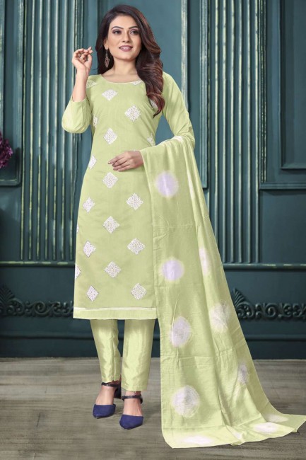 Silk Printed Pista Salwar Kameez with Dupatta
