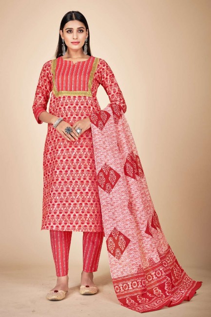 Palazzo Suit in Red Rayon with Printed