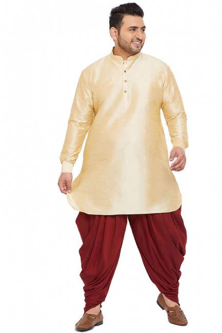 Banglori silk Diwali Men Dhoti kurta with Plain in Cream
