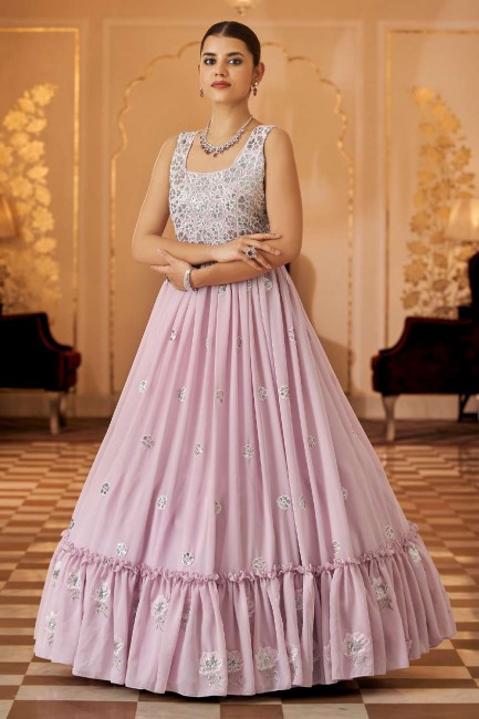 Diwali Georgette Gown Dress with Embroidered