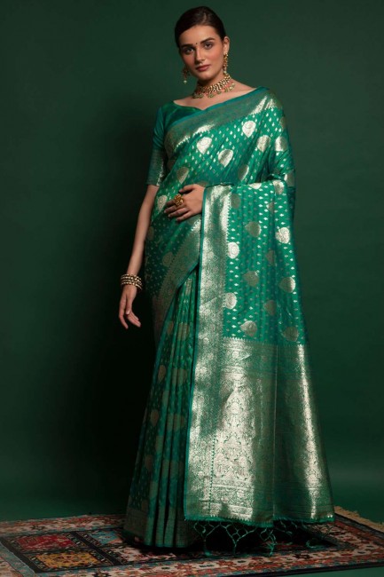 Green Saree in Silk Weaving