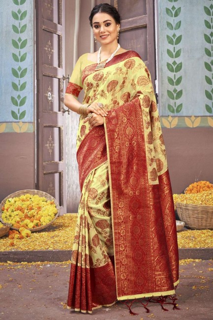 Cotton Saree in Weaving Yellow