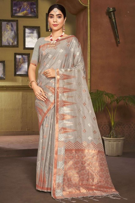 Silk Saree in Weaving Grey
