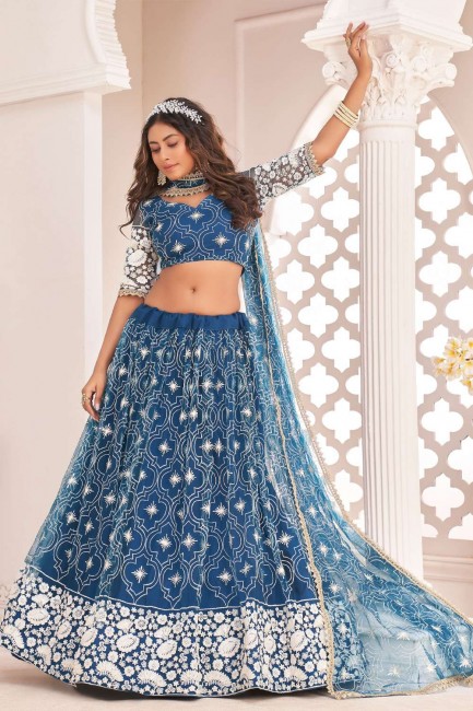 Morepeach Party Lehenga Choli with Embroidered Net