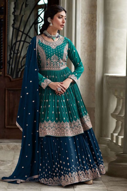 Georgette Eid Lehenga Suit in Rama  with Embroidered