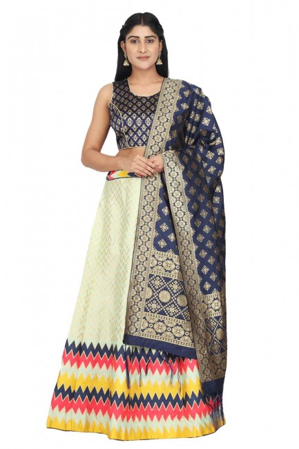 Banarasi silk Blue Weaving Lehenga Choli with Dupatta