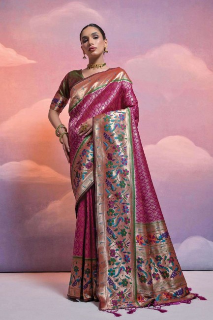 Banarasi silk  purple  Saree with Blouse