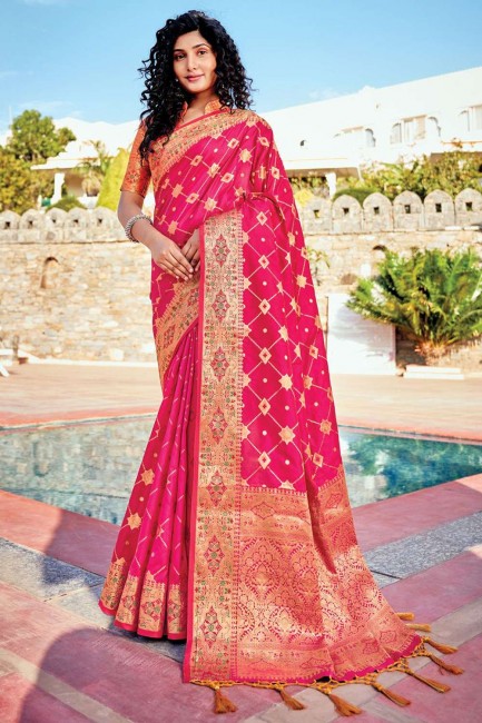 Banarasi Pink  silk Banarasi Saree with Zari