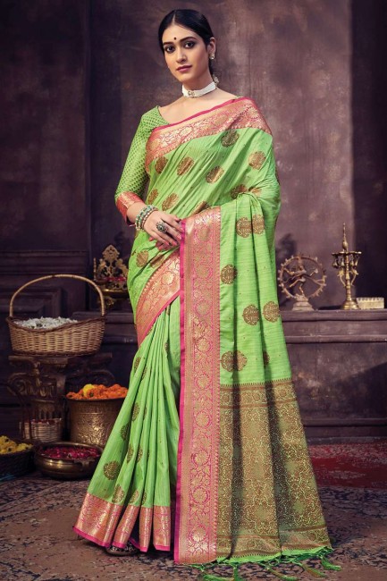 Green Zari Banarasi silk Banarasi Saree