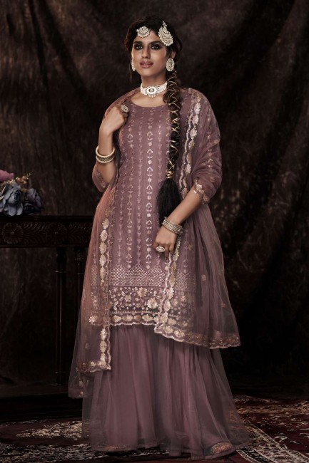 Soft net Soft net Palazzo Suit with Embroidered