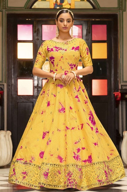 Yellow Cotton Gown Dress