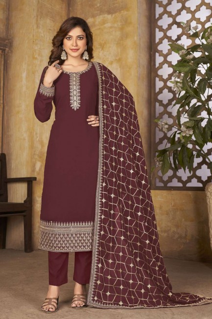 Salwar Kameez with Faux georgette Embroidered