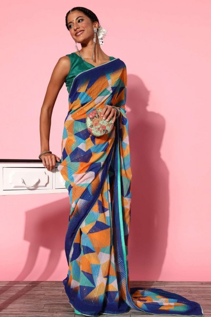 Saree in Multicolor Art silk with printed