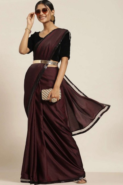 Embroidered Georgette Purple Saree with Blouse