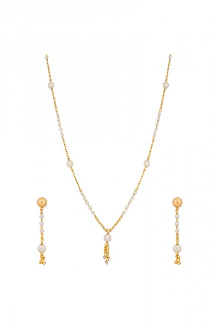 Pearls White & Golden Necklace Set