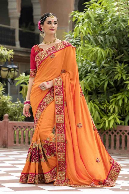 Glorious Orange Silk Saree