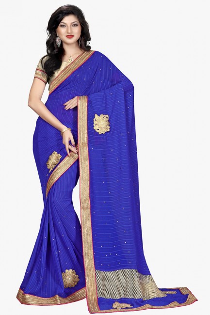 Admirable Navy Blue Georgette Saree