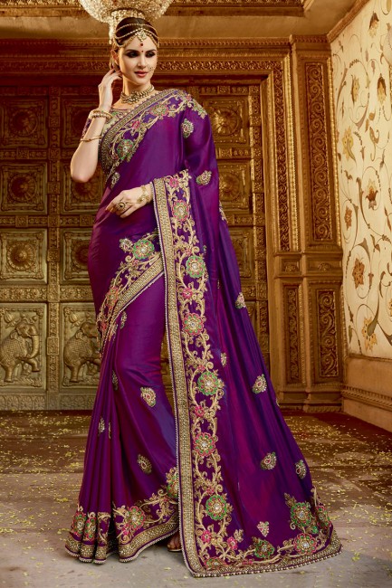 Enticing Purple Silk Saree