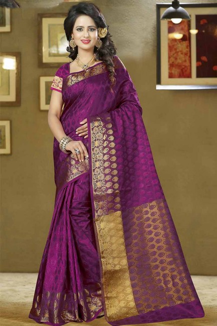 Purple Balatan Silk Saree