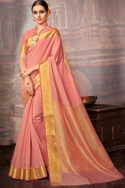 Light Pink Khadi Silk Saree