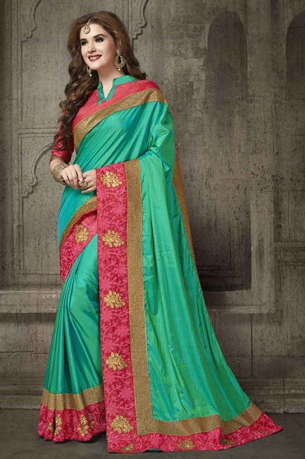 Ravishing Teal Green Silk Saree