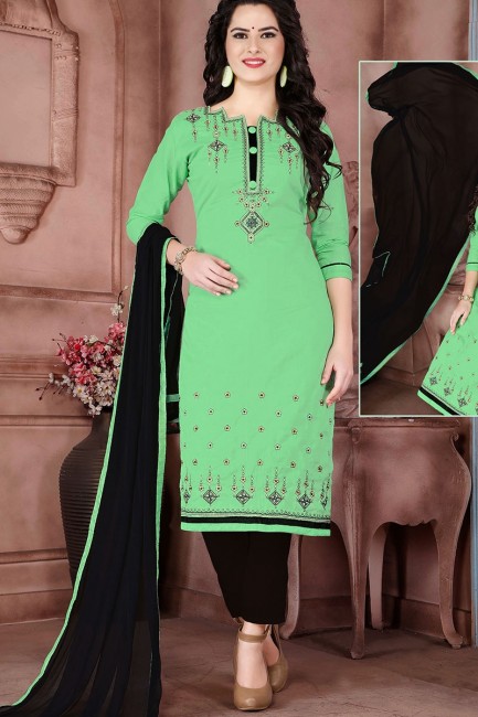 Green color Cambric Cotton Salwar Kameez