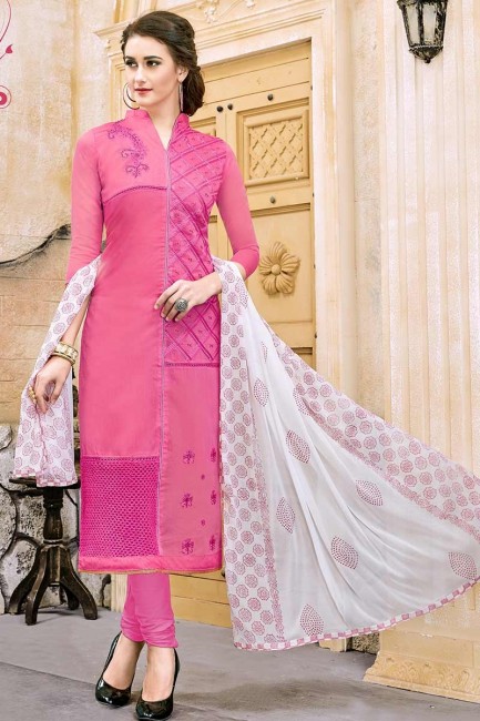Modish Pink color Modal Cotton Churidar Suit