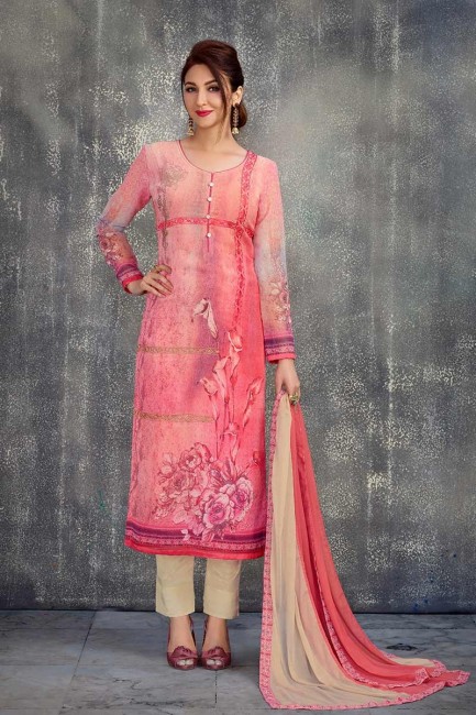 Ravishing Pink color Georgette Salwar Kameez