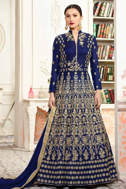 Snazzy Royal Blue color Art Silk Salwar Kameez