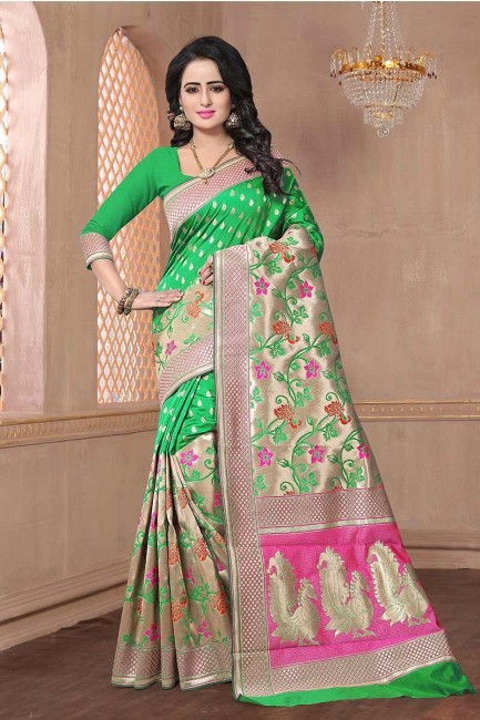 Charming Green color Banarasi Art Silk Saree