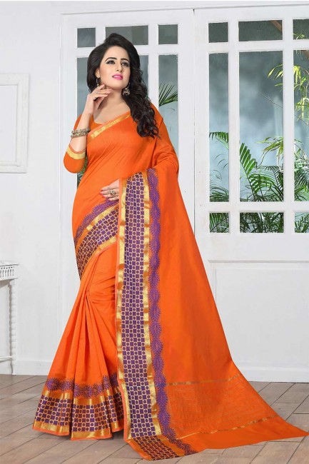 Gorgeous Orange color Banarasi Art Silk Saree