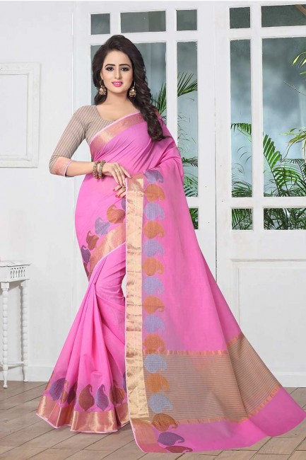 Sassy Pink color Banarasi Art Silk Saree
