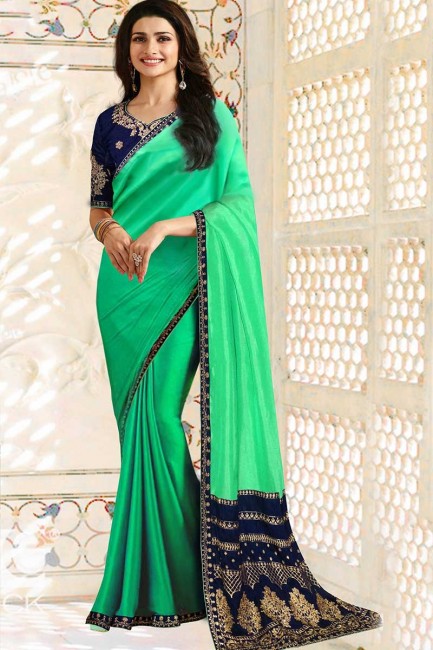 Splendid Sea Green color Soft Silk saree
