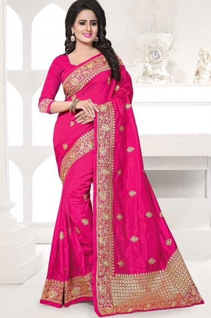 Rani Pink color Art Silk saree