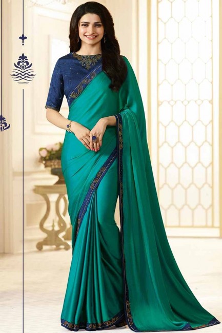 Classy Teal Green color Georgette saree