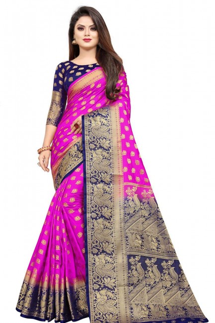 Impressive Rani pink Art silk saree