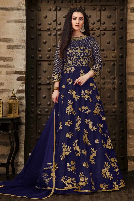Royal blue Net Anarkali Suits