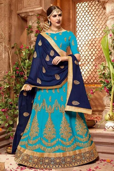 Exquisite Blue Art silk Lehenga Choli