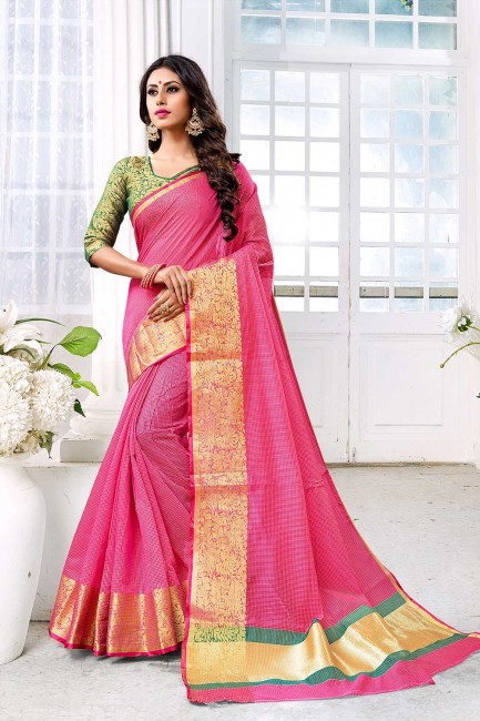 New Pink Cotton and silk saree