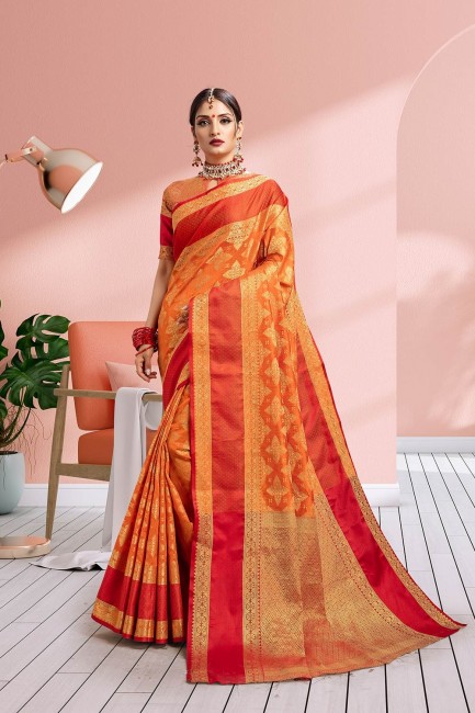 Ravishing Orange Art silk saree