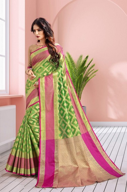 Fashionable Green Art silk saree
