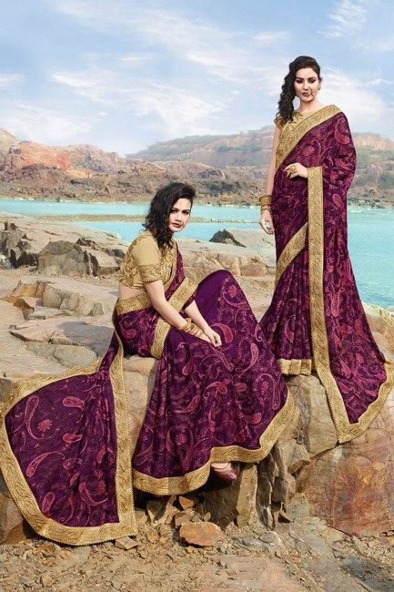 Elegant Purple Georgette saree