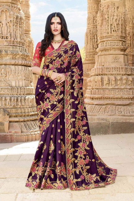 Fashionable Purple Silk saree