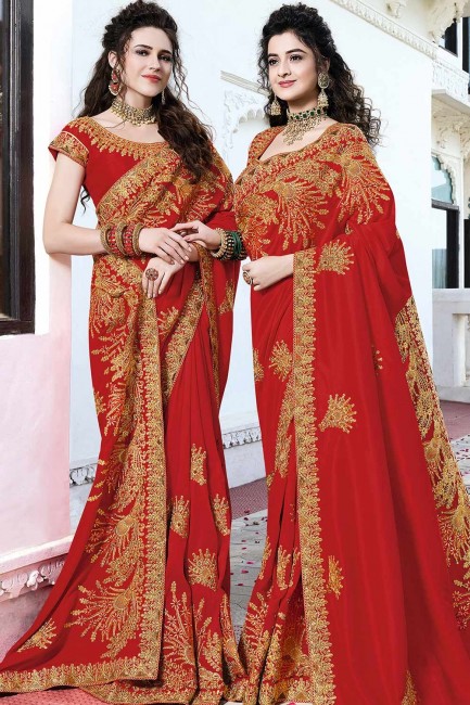 Luring Red Silk saree
