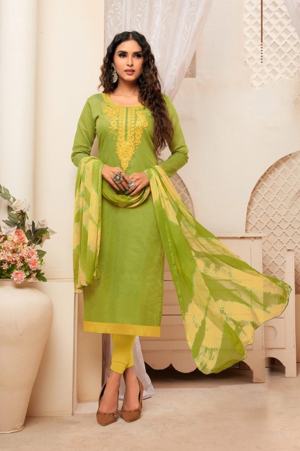 Light green Silk Churidar Suits
