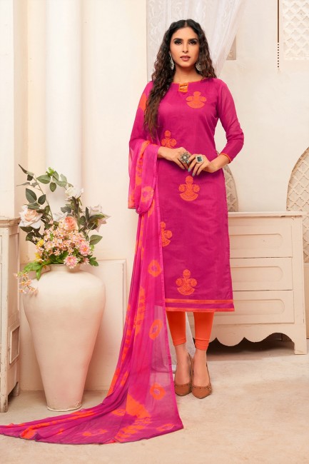 Dark pink Silk Churidar Suits