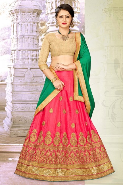 Glorious Rani pink Satin and silk Lehenga Choli