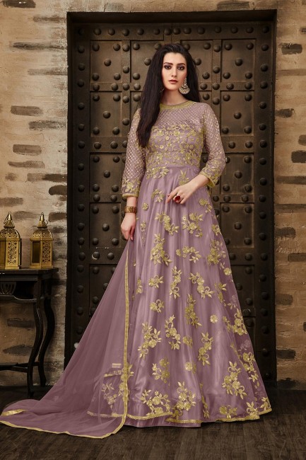 Lilac  Net Anarkali Suits